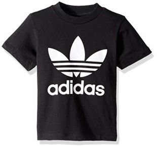 adidas Originals Boys' Big Trefoil Tee, Black/White, Large