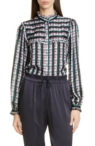 Plaid Ruffle Blouse