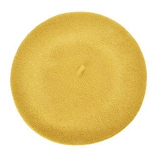 Wool Beret Hat Classic Solid Color French Beret for Women (Yellow)