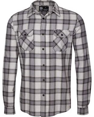 Three Sixty Six Flannel Shirt for Men - Dry Fit Long Sleeve Button Down - Moisture Wicking and Stretch Fabric Plaid Shirts Light Grey