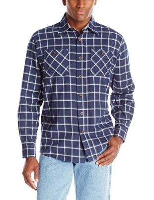 Wrangler Authentics Herren Langarmshirt Flanell - Blau - X-Groß