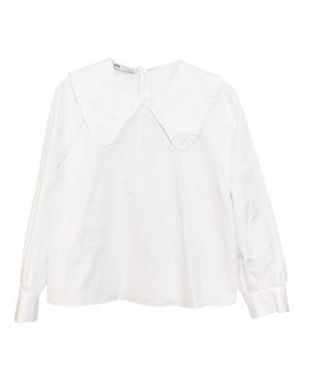 Zara Women Poplin Blouse with Peter pan Collar 2688/643/250 (X-Large) White