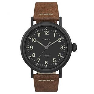 Timex Bracelet en Cuir Standard pour Homme 40 mm One Size Black/Black/Brown (TW2T69300)