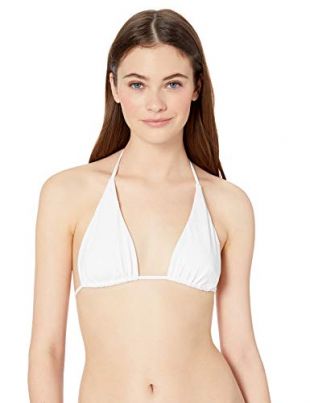Volcom Women's Junior's Simply Seamless Triangle Bikini Top, White, Small