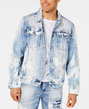 Lancaster Skull Studded Destroyed Denim Jacket