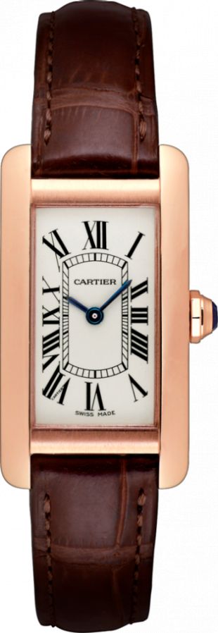 Montre Tank Américaine: Montre Tank Américaine, petit modèle, mouvement à quartz. Boîte en or rose 18 carats