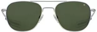 AO Original Pilot Sunglasses - Matte Silver - Calobar Green AOLite Nylon Lenses - Bayonet Temple - 52-20-140