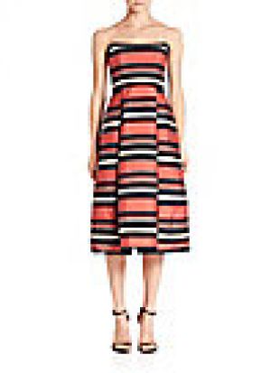 NICHOLAS   Striped Strapless Dress