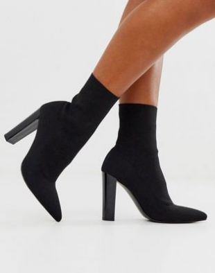 ASOS DESIGN - Enhance - Bottines chaussettes en maille à talon carré - Noir | ASOS