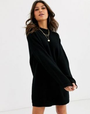 Missguided - Robe côtelée à col montant - Noir | ASOS