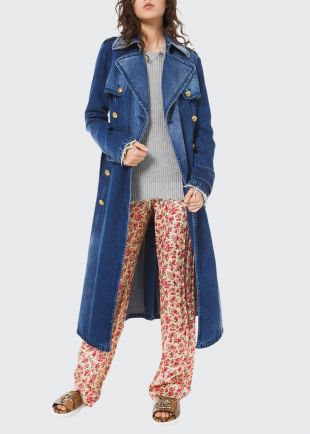 Denim Military Trench Coat