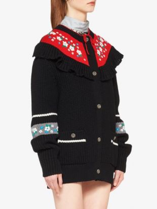 Miu Miu Pull à Motif Intarsia Et Volants - Farfetch