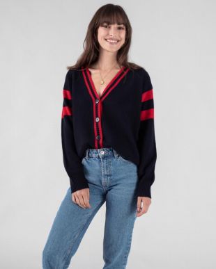 Cardigan cachemire bleu marine foncé ELVIRE