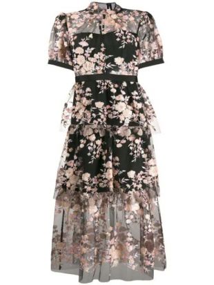 Self portrait Floral Sequin Embellished Dress worn by Helena Bonham Carter  on The View November 18, 2019 | Spotern