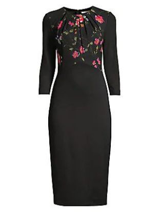 Floral Vine Stretch Ponte Sheath Dress