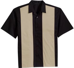 Joe's USA - Camisa de Bolos Retro para Hombre - Negro - Large