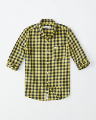 Long-sleeve Preppy Shirt in Yellow Check