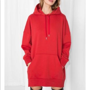 Oversized Hoodie Dress in Red