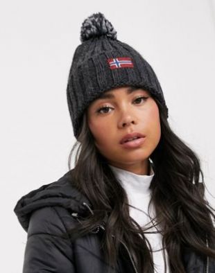 Napapijri - Semiury - Bonnet à pompon  - Gris | ASOS