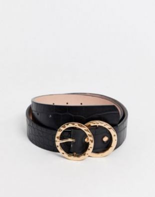 River Island - Ceinture aspect croco - Noir | ASOS