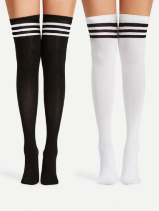 Chaussettes rayées hauteur genoux 2 paires