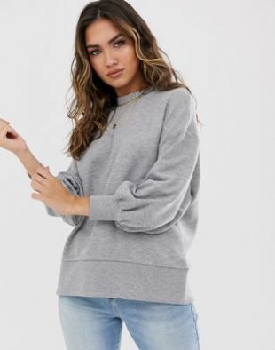 ASOS Design - Sweat-shirt oversize minimaliste à manches larges - Gris chiné | ASOS