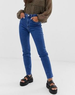 Pull&Bear - Jean mom slim stretch - Bleu foncé | ASOS