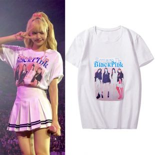 BLACKPINK Ptint Supporting T shirt Kpop BLACKPINK JENNIE JISOO LISA ROSE Short Sleeve Tshirt Cotton Tops Fans Collection-in T-Shirts from Women's Clothing on AliExpress