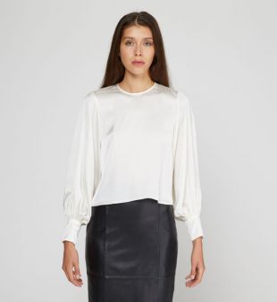 Top crop ample satiné manches longues