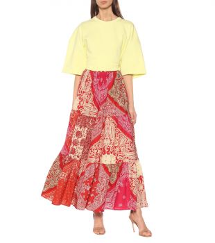 Printed cotton maxi skirt