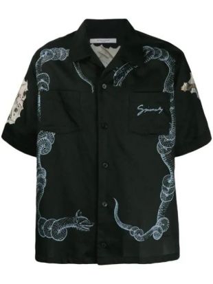 Print Black Hawaiian Shirt