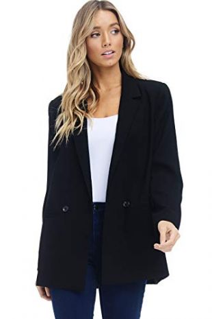 Alexander + David Women’s Loose Blazer Jacket Suit, Oversized and Loose Fit Work Blazer with Double Buttons