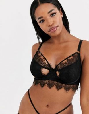 Fuller Bust Lace  Strapping Bra Black