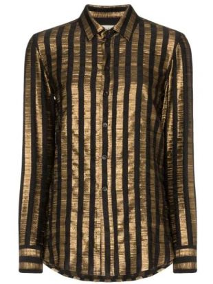 Striped metallic silk-blend chiffon shirt