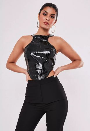 Faux Leather Racer Crop Top
