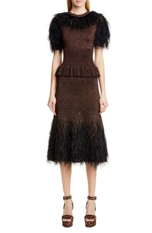 Michael Kors Metallic Feather Trim 