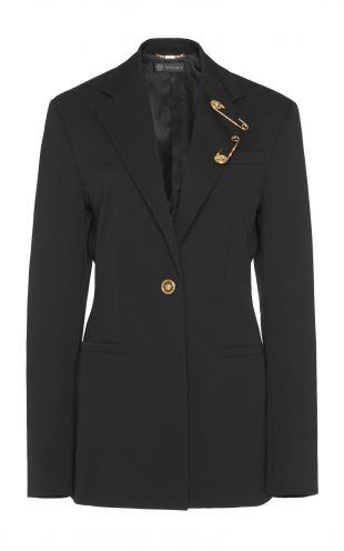 Versace - Safety Pin Detail Stretch Wool Blazer