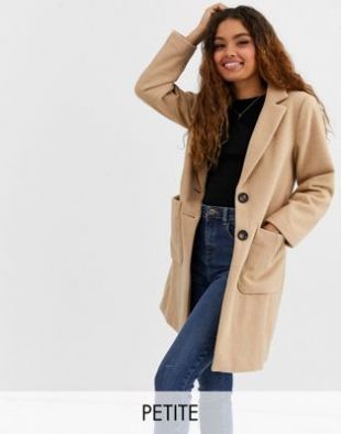 New Look Petite - Manteau boutonné sur le devant - Grège | ASOS