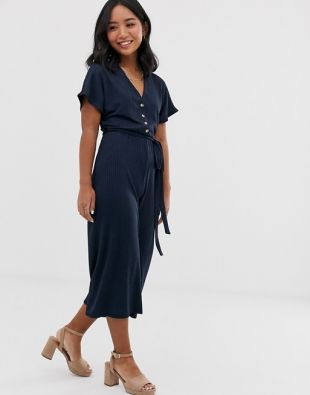 Ribbed Navy Jumpsuit