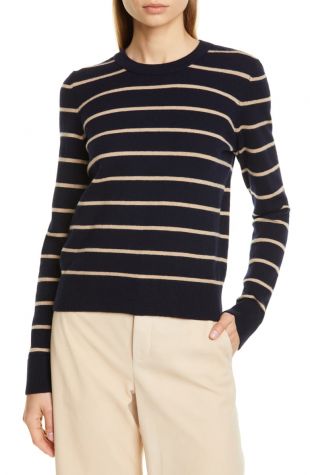 Stripe Cashmere Crewneck Sweater