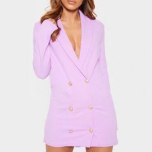 Gold Button Blazer Dress