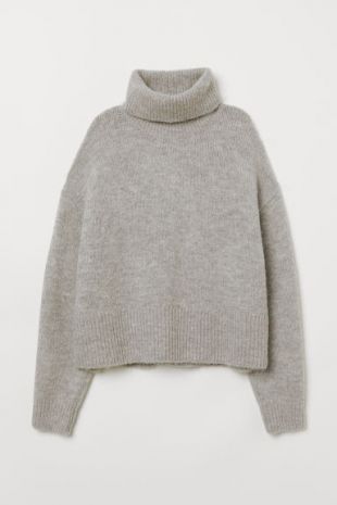 Knitted polo-neck jumper