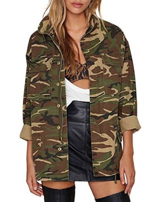 IRISIE Women Military Camo Lightweight Long Sleeve Camouflage Jacket Coat