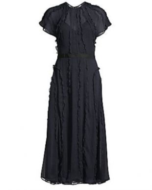 Embellished Crinkle Silk Chiffon Dress