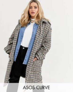 ASOS DESIGN Curve - Duffle-coat à carreaux | ASOS