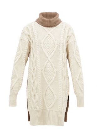 Oversized roll-neck cable-knit wool-blend sweater