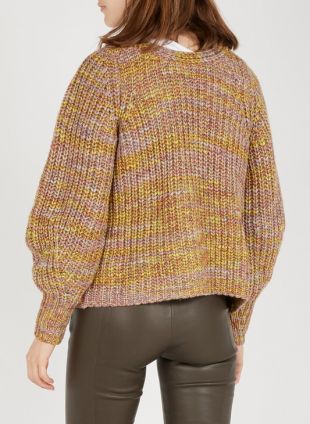 GILET EN GROSSE MAILLE DÉCOLLETÉ EN V JAUNE