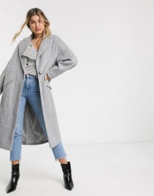 Topshop - Manteau ajusté texturé - Gris | ASOS