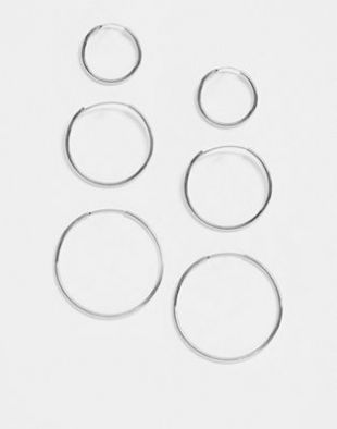 ASOS DESIGN - Lot de 3 paires de créoles fines - Argenté | ASOS