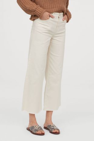 H&M - Cropped High Jeans - Cream